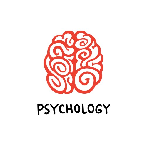 psychology brain logo red decorative vector image