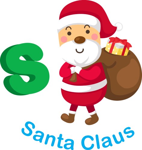 Isolated alphabet letter s santa claus vector image