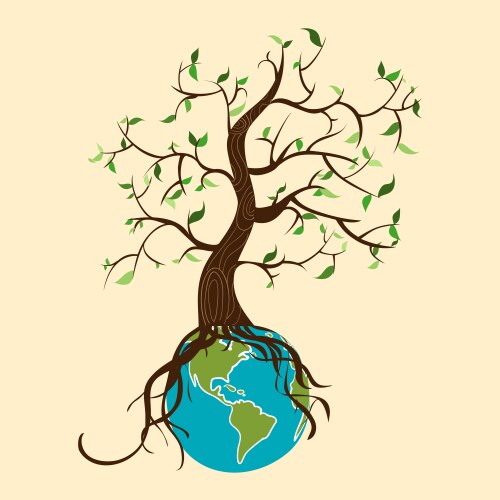 Root system a tree with leaves Royalty Free Vector Image