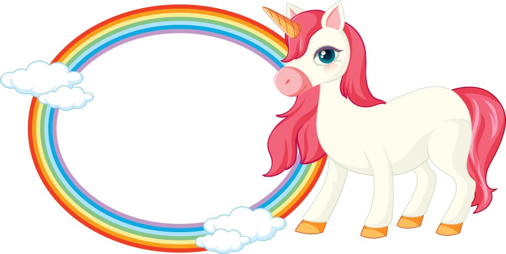 Pink Unicorn with Rainbow Ring Vector Image