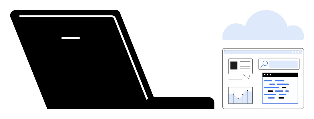 Cloud-based data access via laptop and file vector image