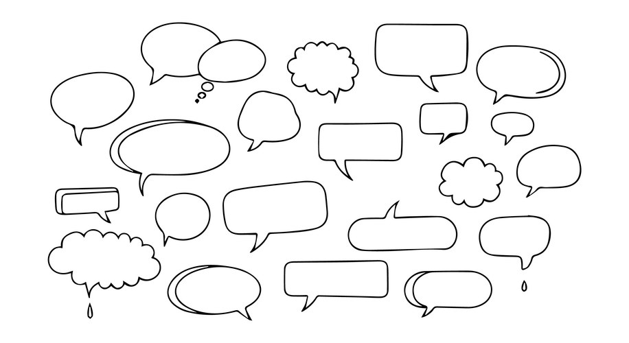 Hand-Drawn Speech Bubbles & Thought Bubbles Vector Image