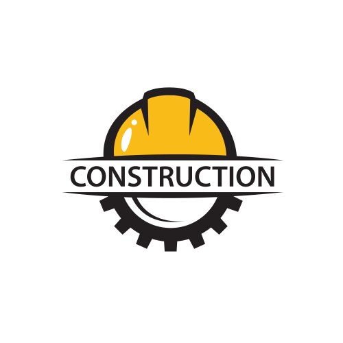 Construction icon with helmet and gear Vector Image