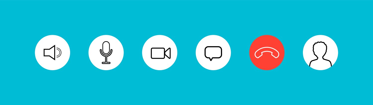 Video call icon button chat mute microphone vector image