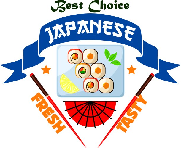 Japanese fresh tasty seafood restaurant icon vector image