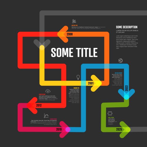 Dark tangle timeline infographic template vector image