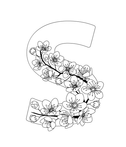 Floral Capital S Pattern Vector Image