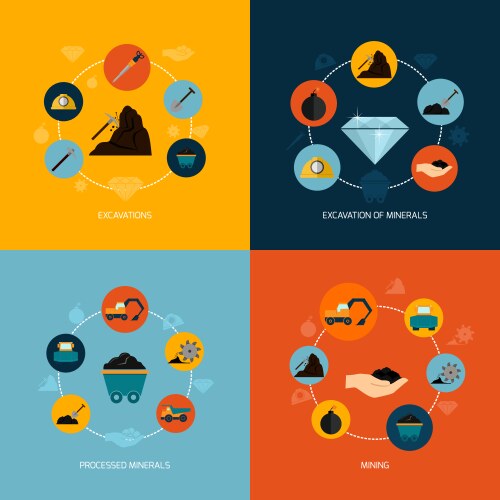 Mining industry flat composition Royalty Free Vector Image