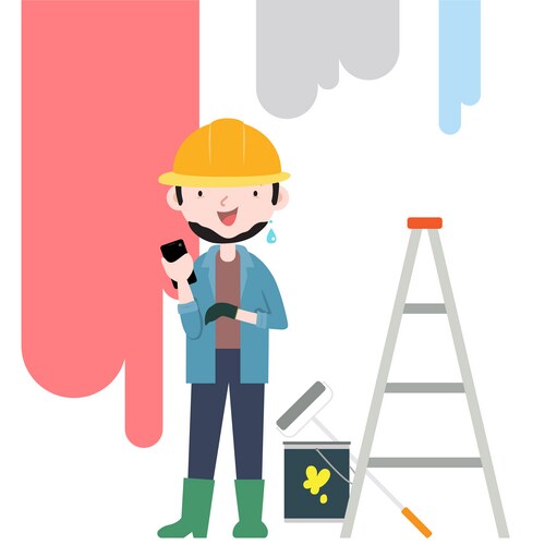 Cartoon painter holding a sign – Royalty-Free Vector | VectorStock
