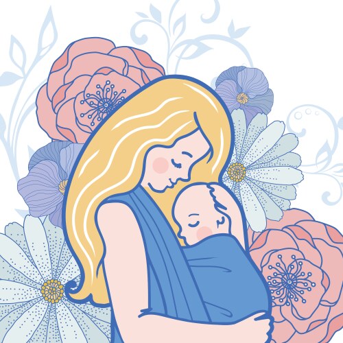 Mom Kisses Baby Woman Mother Royalty Free Vector Image