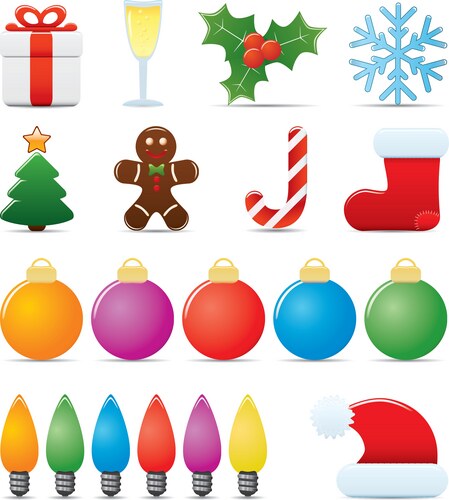 Festive Christmas Icon Collection Vector Image
