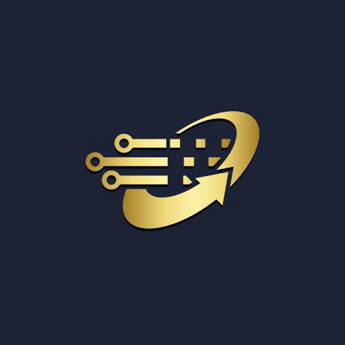Round chart business orbit gold logo Royalty Free Vector