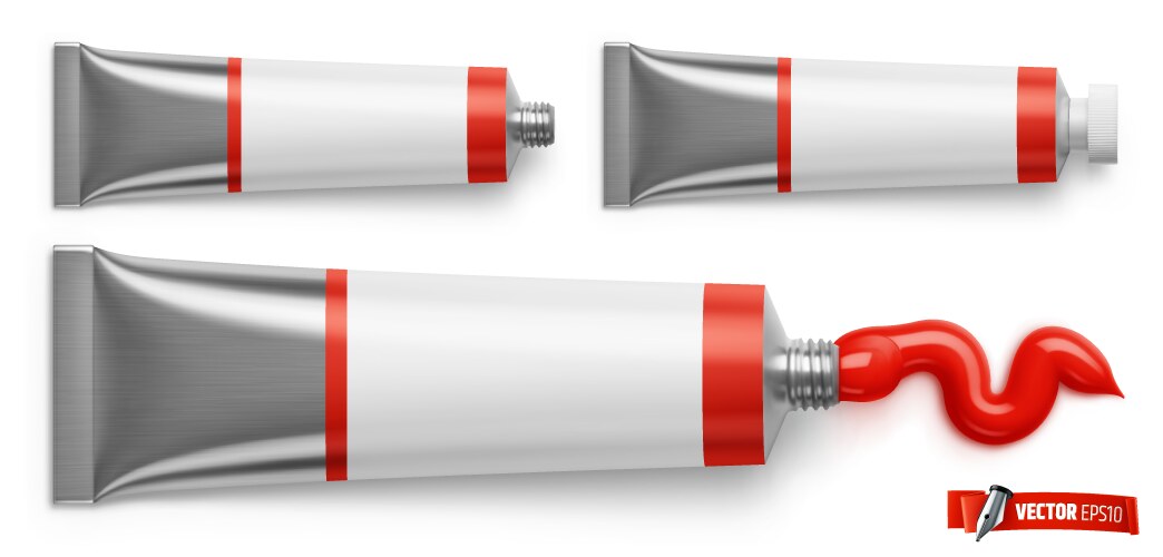 Tubes of paint six different colors Royalty Free Vector