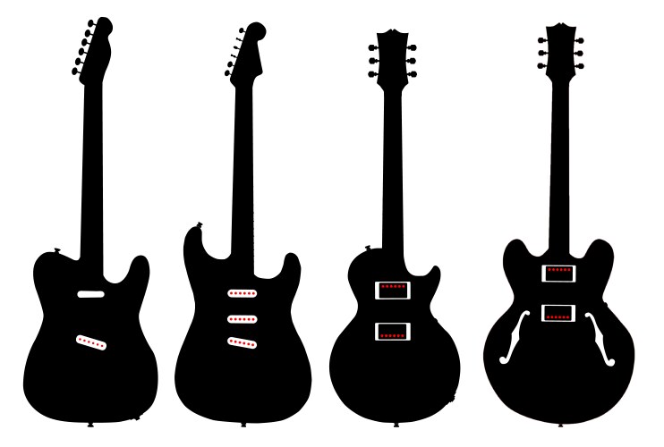 silhouetted guitar collection vector