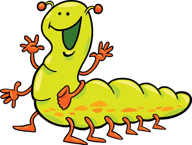 Caterpillar set line cartoon funny kawaii baby Vector Image