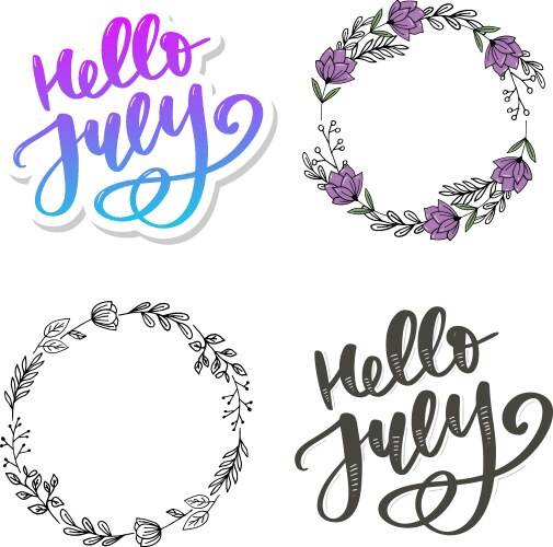 hello july lettering print summer minimalistic vector image