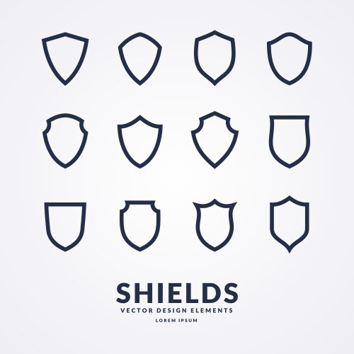 Shield Set - Black Contours Royalty Free Vector Image