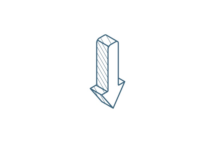 down arrow isometric icon 3d line art technical vector image