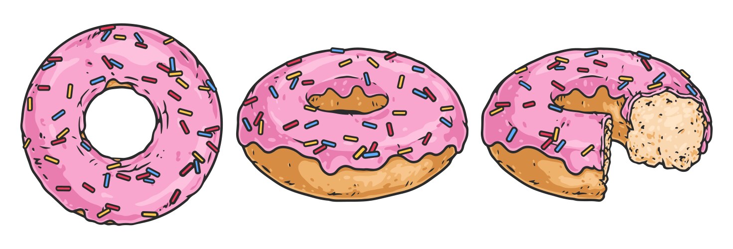 Set glaze donuts and sprinkles Royalty Free Vector Image
