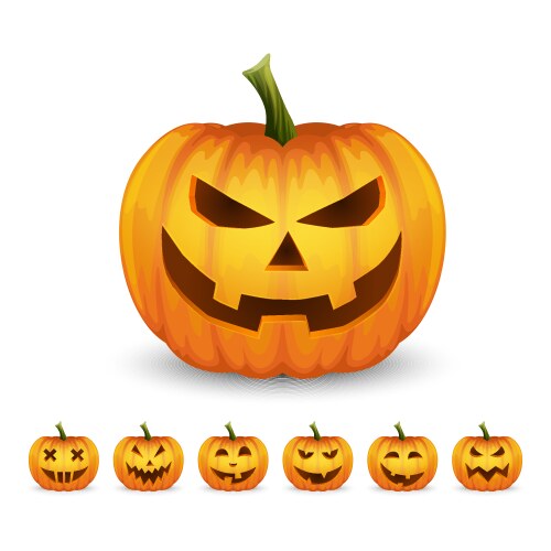 Glossy cartoon halloween pumpkin lantern vector image