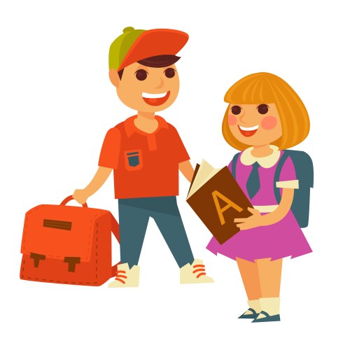 School boy and girl children rucksacks vector image