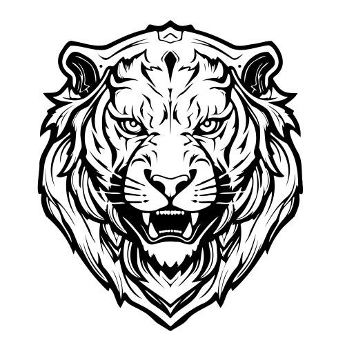 Angry Tiger Head Sketch Vector Image