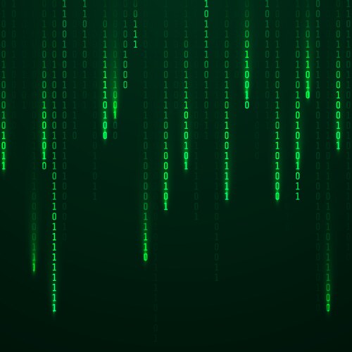 matrix stream binary code on screen falling vector image