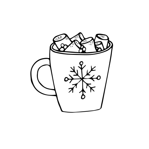 set winter doodles with lettering vector image