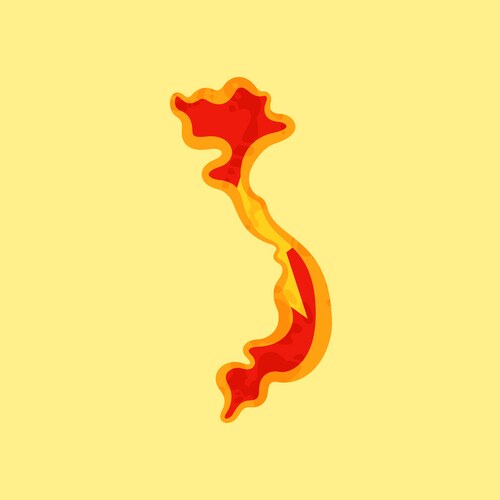 Vietnam Flag Map - Grunge Style Vector Image