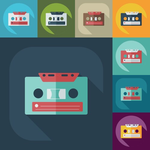 flat modern design with shadow cassette tape vector image