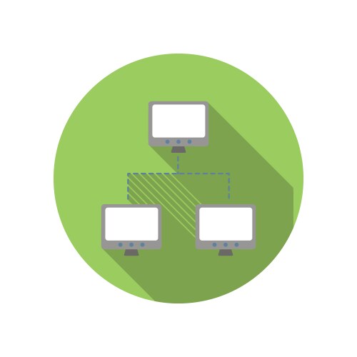 Exchange of data between three computers flat icon vector image