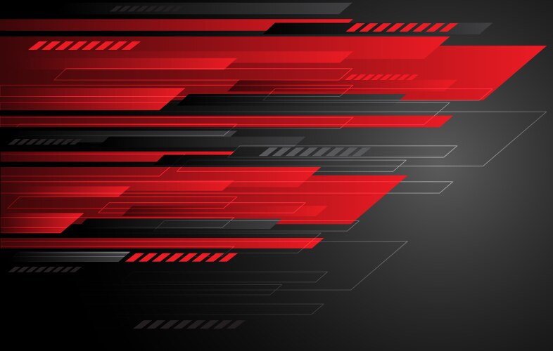 Abstract technology red grey speed stripes on dark vector image