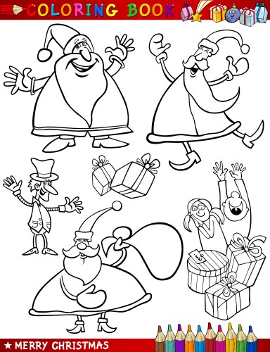 Christmas Cartoon Coloring Pages Vector Image