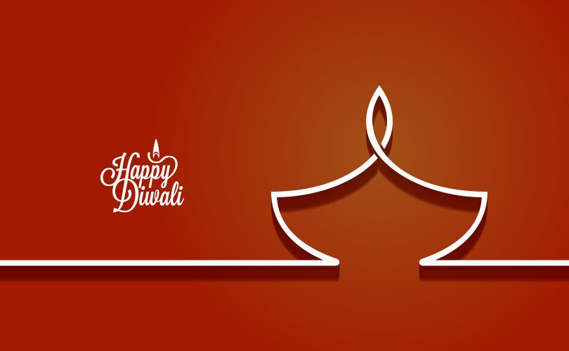 diwali lamp logo line design background vector image