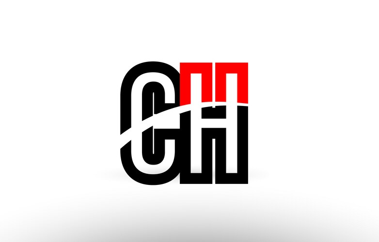 Black white alphabet letter ch c h logo icon Vector Image