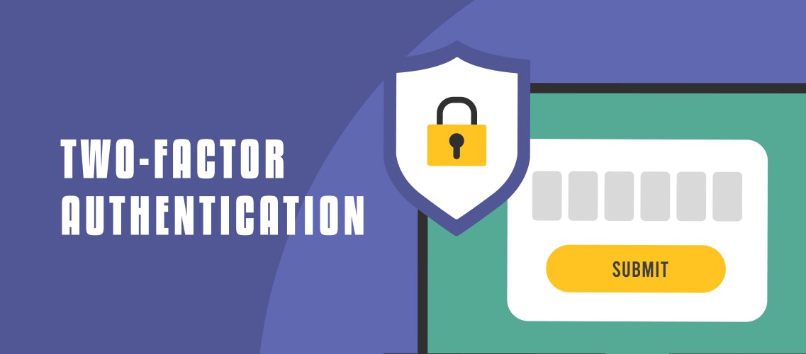 2fa two-factor authentication banner with secure vector image