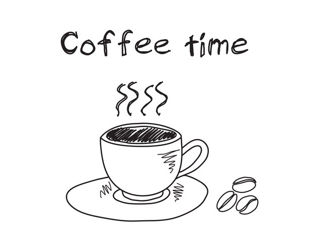 Coffee Cup with Beans Vector Image