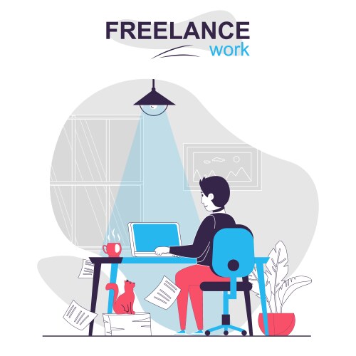 freelance work isolated cartoon concept vector image