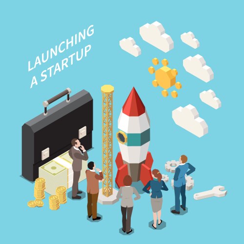 Startup project isometric colored concept Vector Image