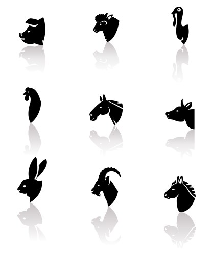 Farm animals icons set Royalty Free Vector Image