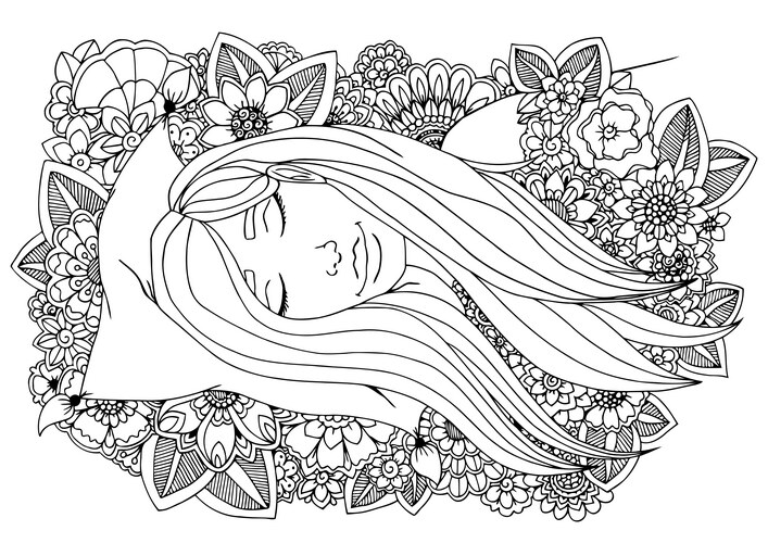 Girl sleeping on a pillow Vector Image