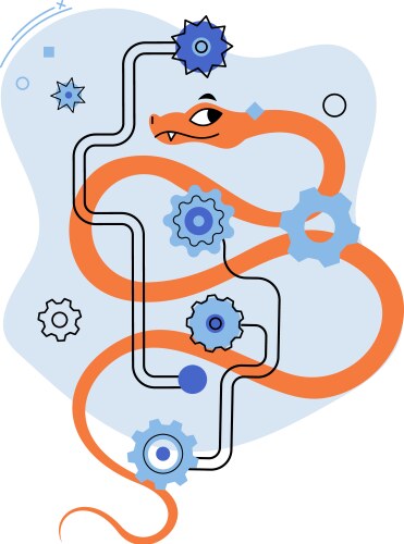 Python programming and automation theme with snake vector image