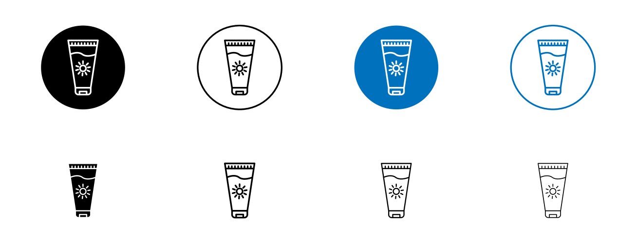 Suntan cream icon set beach sun cream symbol Vector Image