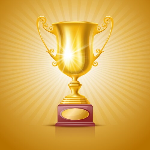 Realistic golden cup winners trophy celebration Vector Image