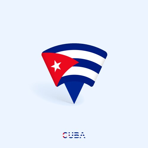 Cuba flag map pointer design with shadow vector image