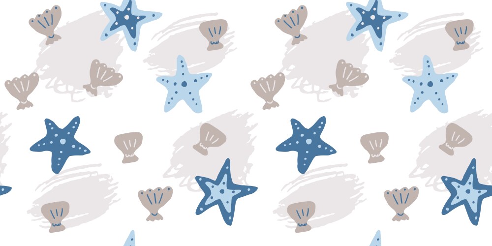 seamless pattern with hand drawn starfish vector image