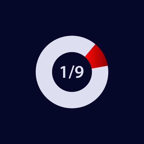Circular progress graph with one segment vector image