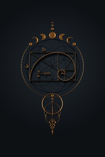Golden ratio fibonacci sequence number mystical vektorbild