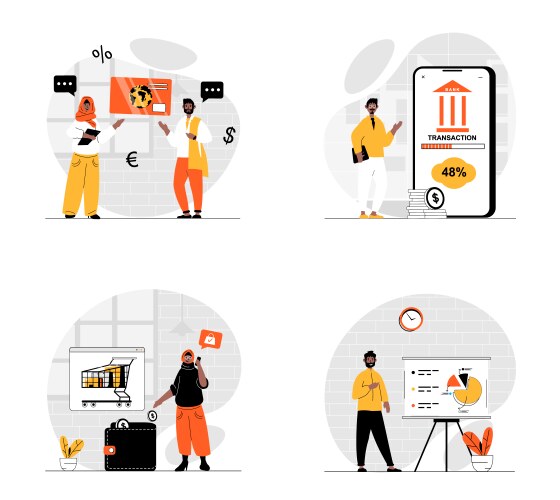 Payment web concept with character scene Vector Image