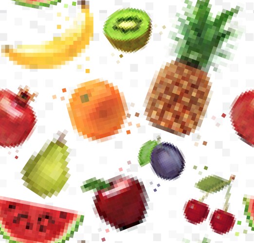 Pixel Fruit Pattern Vector Image